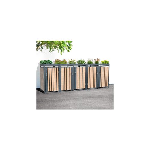 4260280778297 - Mülltonnenbox Planta 5x 240 L Holzoptik 84x332x1245cm 4260280778297 - Mülltonnenbox Planta 5x 240 L Holzoptik 84x332x1245cm