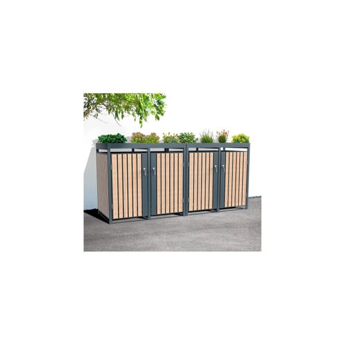 4260280778280 - Mülltonnenbox Planta 4x 240 L Holzoptik 84x264x1245cm 4260280778280 - Mülltonnenbox Planta 4x 240 L Holzoptik 84x264x1245cm