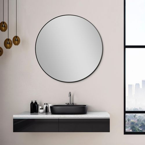 4250312121825 - Picasso Spiegel schwarz Ø 80 cm - mit hochwertigem Aluminiumrahmen für stilvolles Ambiente - Perfekter Badezimmerspiegel Rund der Eleganz und 4250312121825 - Picasso Spiegel schwarz Ø 80 cm - mit hochwertigem Aluminiumrahmen für stilvolles Ambiente - Perfekter Badezimmerspiegel Rund der Eleganz und