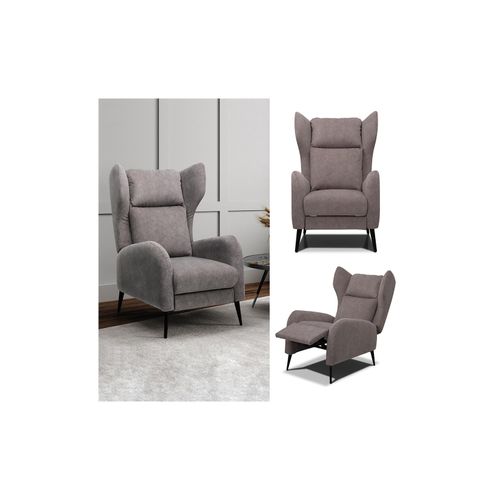 4066731271627 - Ohrensessel mit Liegefunktion Chelsea Grau Relaxsessel mit Fußablage 4066731271627 - Ohrensessel mit Liegefunktion Chelsea Grau Relaxsessel mit Fußablage
