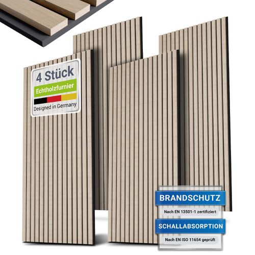 4262437184906 - Wandpaneele Akustik 4er Set 288 qm - Holzfurnier & reduziert Hall und Lärm - Eiche Natur Hell 4262437184906 - Wandpaneele Akustik 4er Set 288 qm - Holzfurnier & reduziert Hall und Lärm - Eiche Natur Hell