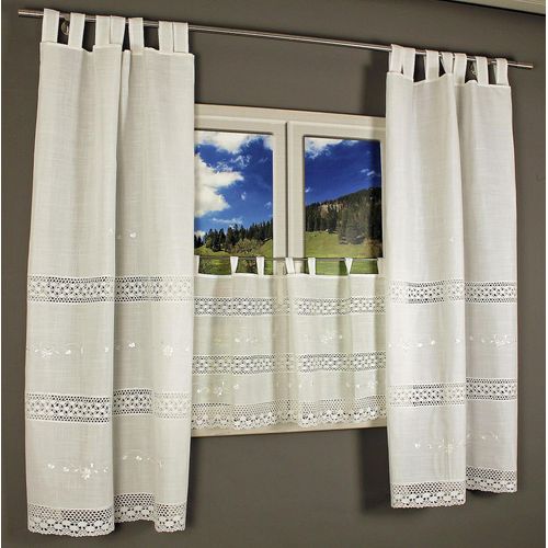 4056837086805 - Gardine HOSSNER - ART OF HOME DECO Drachensee Gardinen Gr 180cm Schlaufen 90cm beige (creme) m Spitze
