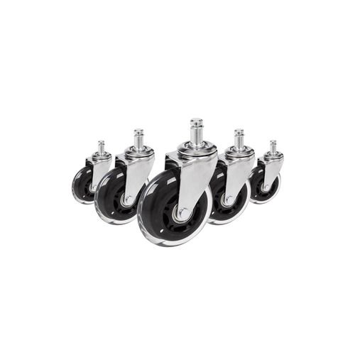 4251084661809 - 5x ROLO SKATE CT 11mm 75mm Hartböden - Stuhlrollen Silber transparent 4251084661809 - 5x ROLO SKATE CT 11mm 75mm Hartböden - Stuhlrollen Silber transparent