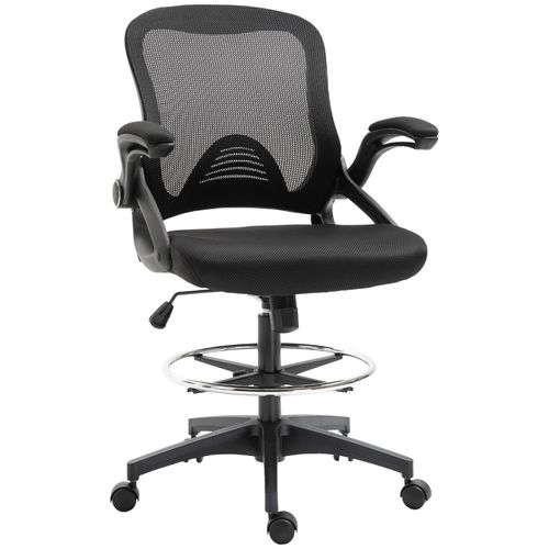 4255633501806 - Mesh Zeichenstuhl Ergonomischer Bürostuhl mit Rollen 106-126 cm Höhenverstellbarer Drehstuhl mit verstellbarem Fußring Arbeitsstuhl für Zuhause
