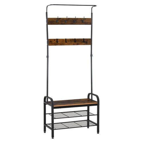 4250871277759 - Kleiderständer mit Schuhbank schwarz natur 72 x 34 x 185 cm (BxTxH) Garderobenständer Kleiderhaken Schuhablagen 4250871277759 - Kleiderständer mit Schuhbank schwarz natur 72 x 34 x 185 cm (BxTxH) Garderobenständer Kleiderhaken Schuhablagen