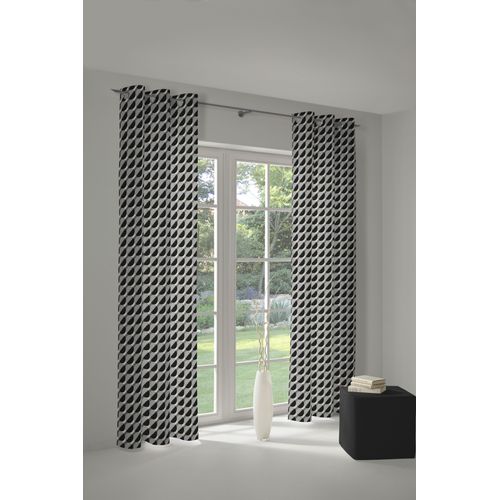 4004567285043 - Vorhang ADAM Circles Gr 1 schwarz-weiß (dunkelgrau hellgrau schwarz) B145cm H145cm Jacquard Baumwolle (Bio-Baumwolle) Gardinen nachhaltig