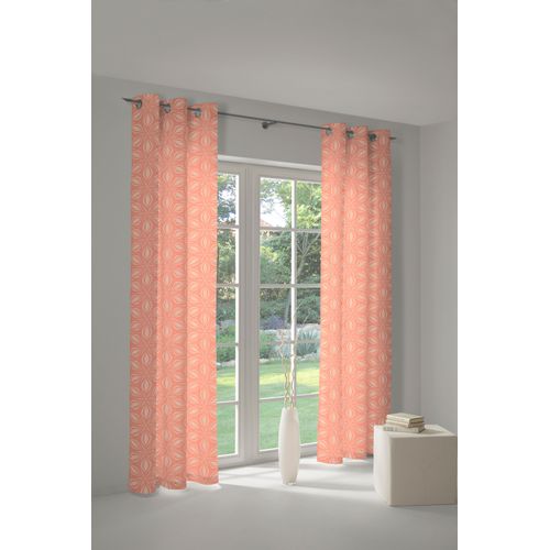 4004567271596 - Vorhang ADAM Retro Floret Gr 1 orange Gardinen 145cm Ösen 145cm Baumwolle (Bio-Baumwolle) nachhaltig B145cm H145cm