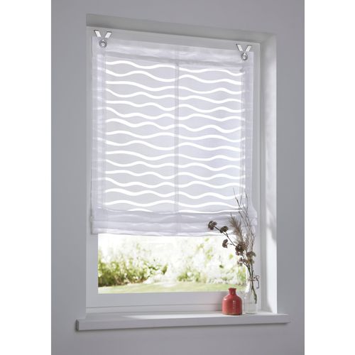 4016478106119 - Raffrollo KUTTI Enya Gr 2 weiß B60cm H140cm Ausbrenner Obermaterial 65% Baumwolle 35% Polyester Raffrollos Montage ohne Bohren incl Fensterhaken