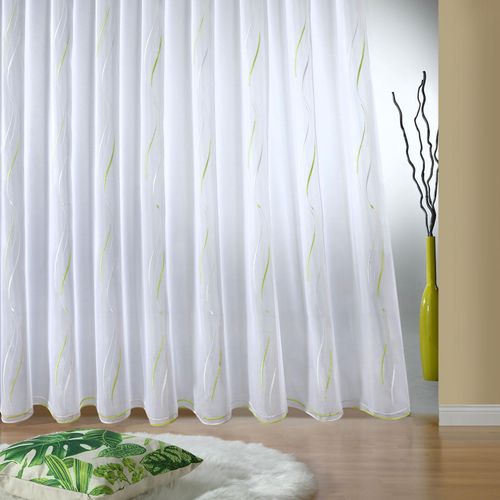 4005385829907 - Gardine WECKBRODT VIVIEN Gardinen Gr 145 cm Smokband 300 cm grün (weiß grün) Gardinenstore Smokband Gardine Store halbtransparent Voile echte Stickerei Allover gebogt 4005385829907 - Gardine WECKBRODT VIVIEN Gardinen Gr 145 cm Smokband 300 cm grün (weiß grün) Gardinenstore Smokband Gardine Store halbtransparent Voile echte Stickerei Allover gebogt
