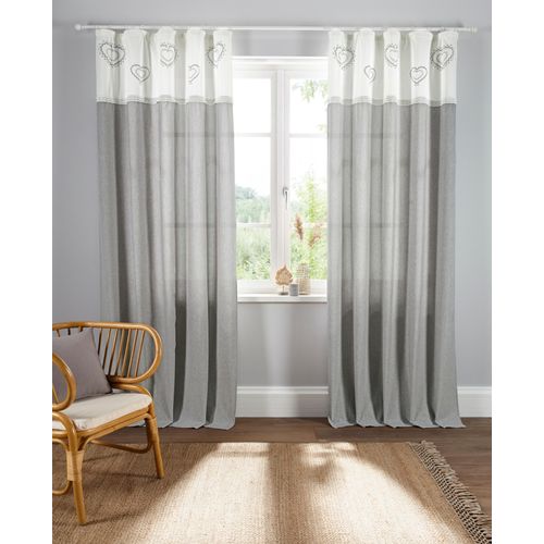8904141211214 - Gardine HOME AFFAIRE Louis Gardinen Gr 125 cm Kräuselband 140 cm grau Landhaus Gardinen Gardine halbtransparent nachhaltig aus Bio-Baumwolle einseitig bedruckt