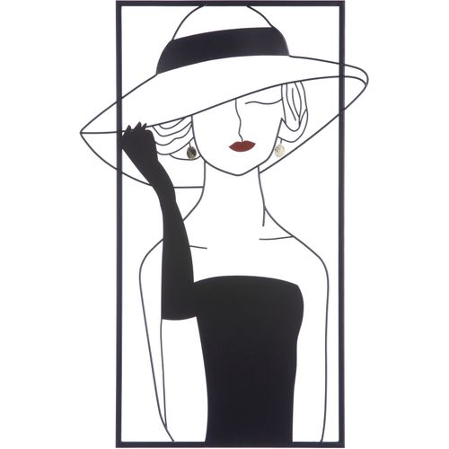 4063387691229 - Wanddekoobjekt CASABLANCA BY GILDE Wandrelief Lady mit Hut Wanddekoobjekte Gr B H T 395 cm x 60 cm x 1 cm schwarz Wanddekoration