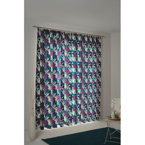 4004567287757 - Vorhang ADAM Jungle Gr 1 bunt (dunkelblau lila) Gardinen 145cm Kräuselband 145cm Baumwolle (Bio-Baumwolle) nachhaltig B145cm H145cm