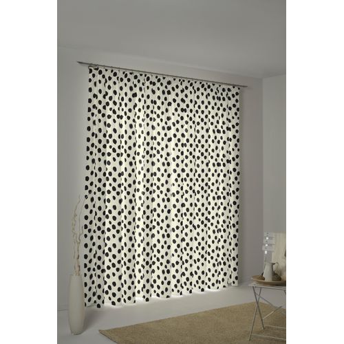4004567292140 - Vorhang ADAM Dots weiß (naturweiß schwarz) Gardinen 175cm Kräuselband 145cm Baumwolle (Bio-Baumwolle) Leinen nachhaltige Materialien B145cm H175cm