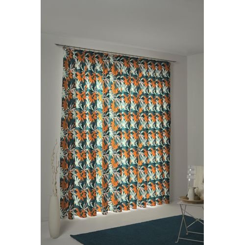 4004567288037 - Vorhang ADAM Jungle Gr 2 bunt (orange dunkelgrün) Gardinen 175cm Kräuselband 145cm Baumwolle (Bio-Baumwolle) nachhaltig B145cm H175cm