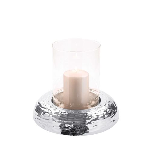 4042911462153 - Windlicht FINK ALDO Kerzenhalter Gr H 24 cm silberfarben (silberfarben transparent) Windlichter Laternen Kerzenhalter aus Metall - vernickelt und Glas Höhe 24 cm x Ø 275