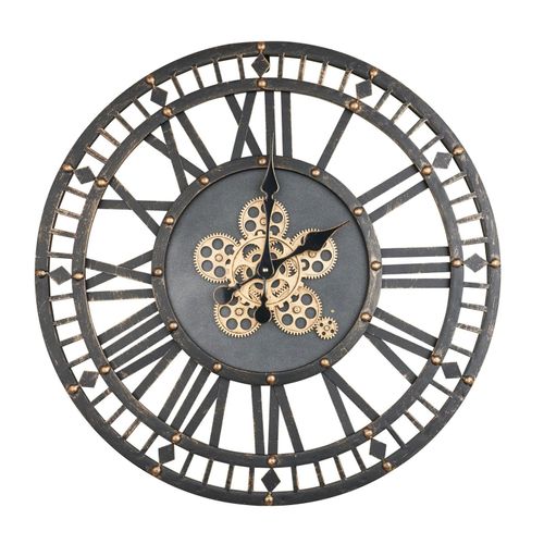 9008505127209 - Wanduhr Anthrazit Gold Metall 70x70x6 cm Dekoration Uhren Wanduhren 9008505127209 - Wanduhr Anthrazit Gold Metall 70x70x6 cm Dekoration Uhren Wanduhren