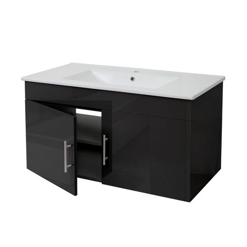 4057651232263 - Waschbecken + Unterschrank MCW-D16 Waschbecken Waschtisch MVG-zertifiziert hochglanz 90cm ~ schwarz 4057651232263 - Waschbecken + Unterschrank MCW-D16 Waschbecken Waschtisch MVG-zertifiziert hochglanz 90cm ~ schwarz