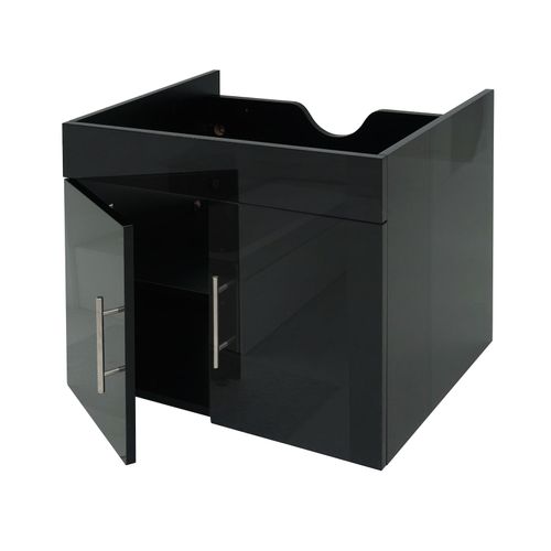 4057651395074 - Waschbeckenunterschrank MCW-D16 Waschtischunterschrank Waschtisch Unterschrank Badmöbel MVG hochglanz 60cm ~ schwarz