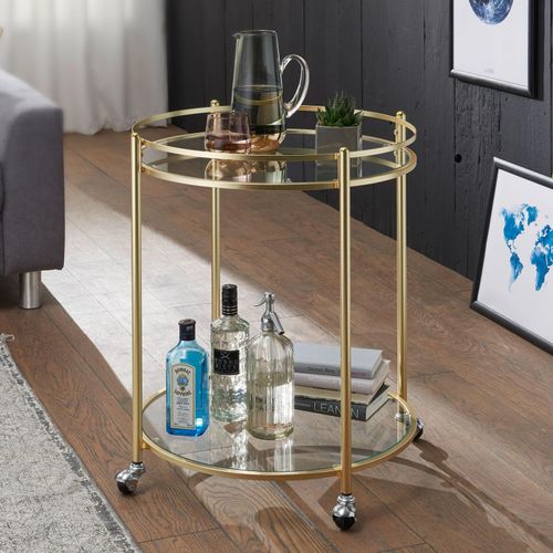 4250950285484 - Design Servierwagen Gold ø 57 cm Beistelltisch Teewagen Metall mit Rollen Küchenwagen mit Glasplatten Barwagen rund 75 cm hoch Küchentrolley 4250950285484 - Design Servierwagen Gold ø 57 cm Beistelltisch Teewagen Metall mit Rollen Küchenwagen mit Glasplatten Barwagen rund 75 cm hoch Küchentrolley