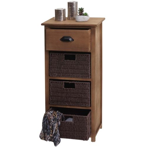 4057651317052 - Kommode MCW-K84 mit Körben Schrank Schubladenschrank Holz FSC-zertifiziert 83x40x29cm ~ dunkelbraun Körbe dunkelbraun