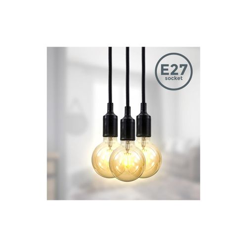 4057722004416 - Pendelleuchte Retro Nordic 3x Fassung E27 Textil Kabel Deckenlampe schwarz 2m - 10 4057722004416 - Pendelleuchte Retro Nordic 3x Fassung E27 Textil Kabel Deckenlampe schwarz 2m - 10
