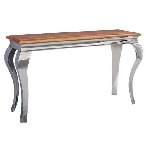 4251745767390 - Massivholz Konsolentisch 130 cm breit Sheesham Holz Silberbeine 25 cm Tischplattendicke Filzstreifen 4251745767390 - Massivholz Konsolentisch 130 cm breit Sheesham Holz Silberbeine 25 cm Tischplattendicke Filzstreifen
