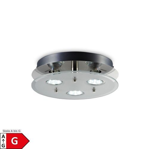 4057722000173 - Led Deckenleuchte Schlafzimmer Metall Glas matt rund 3x GU10 Decken-Lampe Leuchte - 50 4057722000173 - Led Deckenleuchte Schlafzimmer Metall Glas matt rund 3x GU10 Decken-Lampe Leuchte - 50