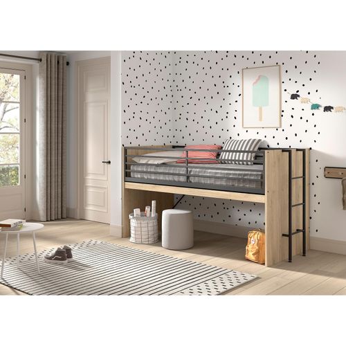 5420070243346 - SAM halbhohes Bett mit ausziehbarem Schreibtisch Liegeflächen 90 x 200 cm Ausf Eiche Melamin Dekor 5420070243346 - SAM halbhohes Bett mit ausziehbarem Schreibtisch Liegeflächen 90 x 200 cm Ausf Eiche Melamin Dekor