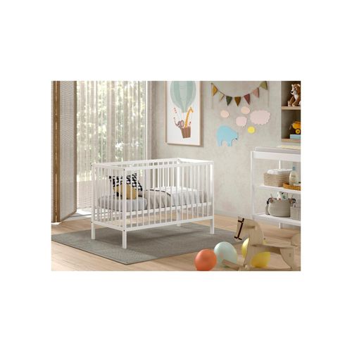 5420070242226 - DINO Gitter-Babybett 60 x 120 cm höhenverst Lattenrost Buche massiv - versch Ausführungen - Weiß 5420070242226 - DINO Gitter-Babybett 60 x 120 cm höhenverst Lattenrost Buche massiv - versch Ausführungen - Weiß