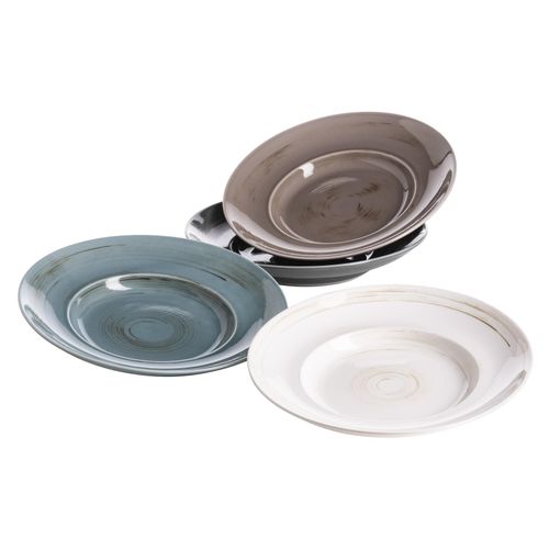 9001794710596 - Pastateller-Set Durable Porzellan DERBY Weiß Beige Grau Blau 9001794710596 - Pastateller-Set Durable Porzellan DERBY Weiß Beige Grau Blau