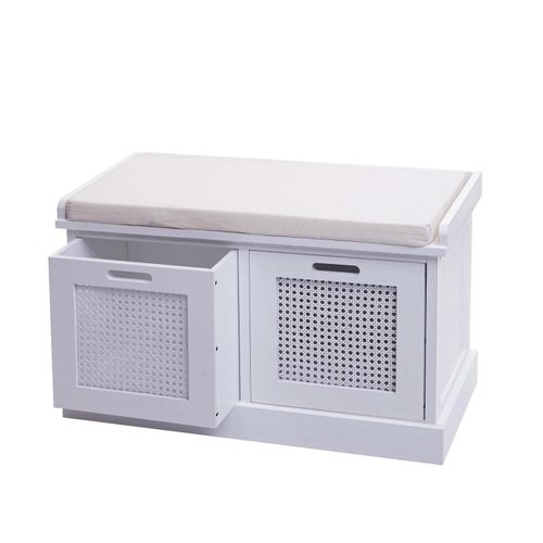 4057651507323 - Sitzbank MCW-J49 Polsterbank Garderobenbank Kissen Aufbewahrungsboxen Staufach 47x75x40cm ~ weiß Polster creme- 4057651507323 - Sitzbank MCW-J49 Polsterbank Garderobenbank Kissen Aufbewahrungsboxen Staufach 47x75x40cm ~ weiß Polster creme-