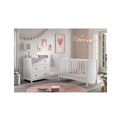 5420070244060 - AMORI 3-tlg Set best aus Babybett 60x120 cm Kommode m 3 Schubladen Wickelaufsatz weiß lackiert 5420070244060 - AMORI 3-tlg Set best aus Babybett 60x120 cm Kommode m 3 Schubladen Wickelaufsatz weiß lackiert