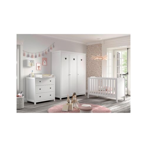 5420070244091 - AMORI 4-tlg Set best aus Babybett 60x120 cm Kommode m 3 Schubladen Wickelaufsatz Kleiderschrank 3-trg weiß lackiert 5420070244091 - AMORI 4-tlg Set best aus Babybett 60x120 cm Kommode m 3 Schubladen Wickelaufsatz Kleiderschrank 3-trg weiß lackiert
