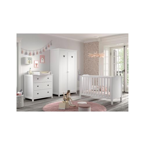 5420070244084 - AMORI 4-tlg Set best aus Babybett 60x120 cm Kommode m 3 Schubladen Wickelaufsatz Kleiderschrank 2-trg weiß lackiert 5420070244084 - AMORI 4-tlg Set best aus Babybett 60x120 cm Kommode m 3 Schubladen Wickelaufsatz Kleiderschrank 2-trg weiß lackiert