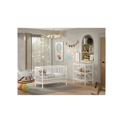 5420070243438 - DINO Baby Set best aus Babybett und Wickelregal Buche massiv - versch Ausführungen - Weiß 5420070243438 - DINO Baby Set best aus Babybett und Wickelregal Buche massiv - versch Ausführungen - Weiß