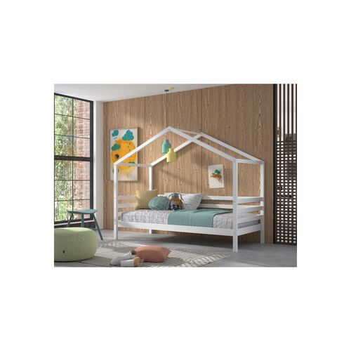 5420070240178 - Hausbett mit seitlicher Umrandung 90 x 200 cm Liegefläche inkl Rolllattenrost Ausf Kiefer Weiß lackiert 5420070240178 - Hausbett mit seitlicher Umrandung 90 x 200 cm Liegefläche inkl Rolllattenrost Ausf Kiefer Weiß lackiert