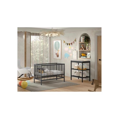 5420070243445 - DINO Baby Set best aus Babybett und Wickelregal Buche massiv - versch Ausführungen - Anthrazit 5420070243445 - DINO Baby Set best aus Babybett und Wickelregal Buche massiv - versch Ausführungen - Anthrazit