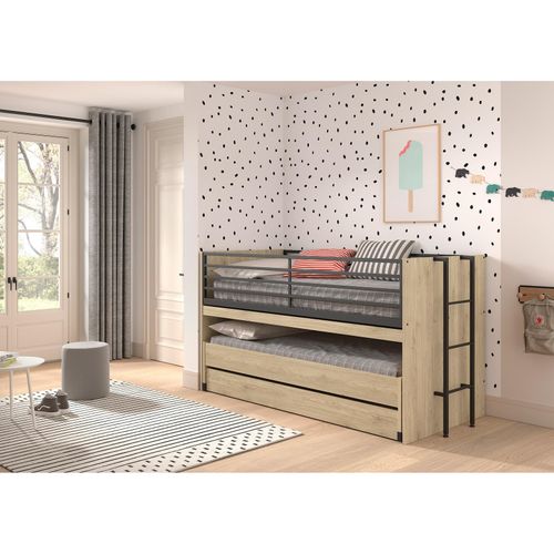 5420070242776 - SAM halbhohes Bett mit viel Funktion 2 Liegeflächen 90 x 200 cm und Bettschublade Ausf Eiche Melamin Dekor 5420070242776 - SAM halbhohes Bett mit viel Funktion 2 Liegeflächen 90 x 200 cm und Bettschublade Ausf Eiche Melamin Dekor
