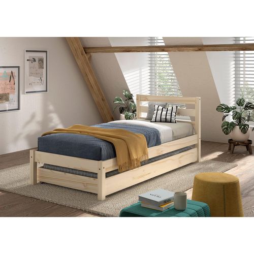 5420070246613 - Einzelbett Pino 90x200 cm mit Lattenrost inkl Bettschublade natur lackiert 5420070246613 - Einzelbett Pino 90x200 cm mit Lattenrost inkl Bettschublade natur lackiert