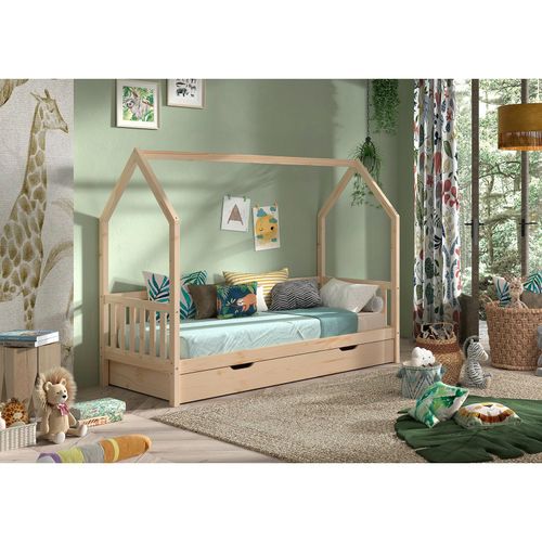 5420070247085 - CABANE Hausbett 90x200 cm seitlicher Umrandung Bettschublade Kiefer massiv natur 5420070247085 - CABANE Hausbett 90x200 cm seitlicher Umrandung Bettschublade Kiefer massiv natur