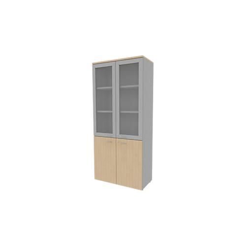 8029466046485 - Schrank ARLON OFFICE 5 Ordnerhöhen 2 Glastüren m Rahmen 2 Melamintüren H 2000 mm Eiche-Dekor alu 8029466046485 - Schrank ARLON OFFICE 5 Ordnerhöhen 2 Glastüren m Rahmen 2 Melamintüren H 2000 mm Eiche-Dekor alu