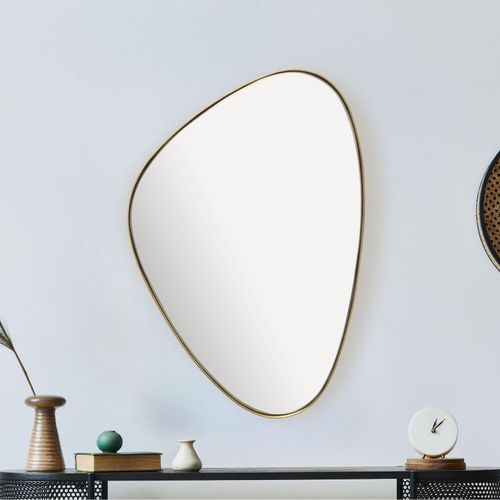 4251757723131 - Design Wandspiegel organische Form 70 cm moderner Spiegel asymmetrisch gold
