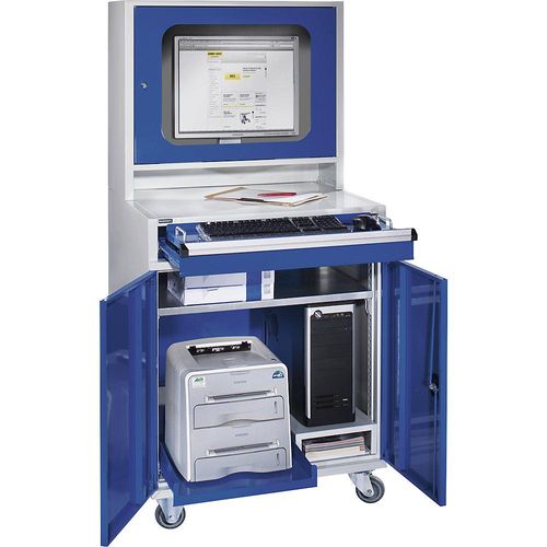 4061753046802 - eurokraft pro Computerschrank HxBxT 1550 x 800 x 690 mm mit schmalem Auszug und Towerfach 4061753046802 - eurokraft pro Computerschrank HxBxT 1550 x 800 x 690 mm mit schmalem Auszug und Towerfach