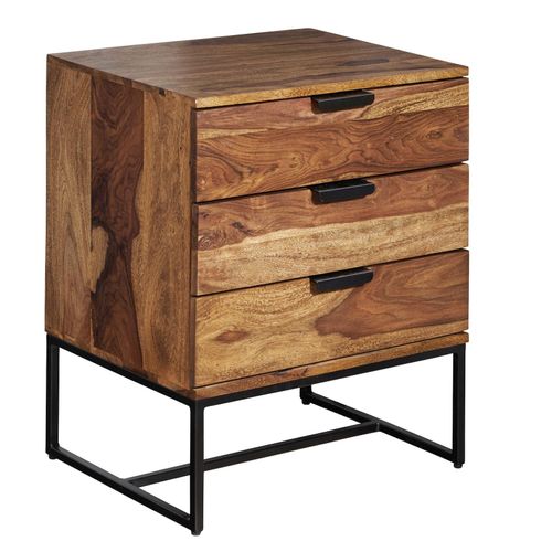4255632517730 - Industrielles Nachtkästchen aus Sheesham Holz und Eisen 3 Schubladen 50x40x65 cm 4255632517730 - Industrielles Nachtkästchen aus Sheesham Holz und Eisen 3 Schubladen 50x40x65 cm