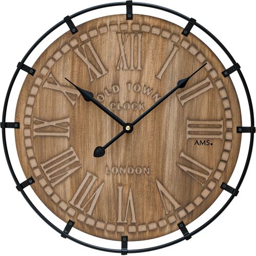4037445157392 - Wanduhr AMS W9616 wildeichenfarben Wanduhren Ø 40cm QuarzHolzMetallWohnzimmerEsszimmerKücheArbeitszimmerBüroFlur 4037445157392 - Wanduhr AMS W9616 wildeichenfarben Wanduhren Ø 40cm QuarzHolzMetallWohnzimmerEsszimmerKücheArbeitszimmerBüroFlur