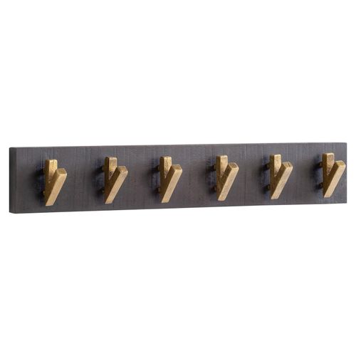 4251757719400 - Wandgarderobe Mango Massivholz Metall 60 x 10 x 8 cm Schwarz Gold Hakenleiste für Jacken Schals und Mützen Flurgarderobe Wand Garderobe Holz 4251757719400 - Wandgarderobe Mango Massivholz Metall 60 x 10 x 8 cm Schwarz Gold Hakenleiste für Jacken Schals und Mützen Flurgarderobe Wand Garderobe Holz
