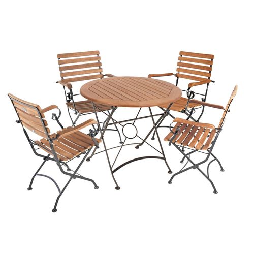 4059865544149 - Tischgruppe WIEN Set 14 5-tlg Garten Sitzgruppe Outdoor Braun Holz Metall Möbel 4059865544149 - Tischgruppe WIEN Set 14 5-tlg Garten Sitzgruppe Outdoor Braun Holz Metall Möbel