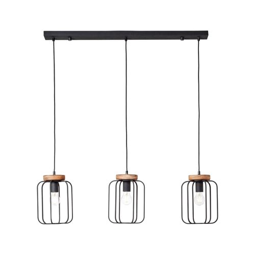 4004353395352 - Lampe Tosh Pendelleuchte 3flg Reihe antik holz schwarz korund 3x A60 E27 40W Holz aus nachhaltiger Waldwirtschaft (fsc) - braun - Brilliant 4004353395352 - Lampe Tosh Pendelleuchte 3flg Reihe antik holz schwarz korund 3x A60 E27 40W Holz aus nachhaltiger Waldwirtschaft (fsc) - braun - Brilliant