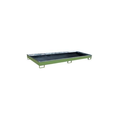 4052462058286 - Regalwanne RW 3300-1 PE mit PE-Einsatz B 3262 x T 1312 x H 195 mm bis 240 l Stahl lackiert resedagrün 4052462058286 - Regalwanne RW 3300-1 PE mit PE-Einsatz B 3262 x T 1312 x H 195 mm bis 240 l Stahl lackiert resedagrün