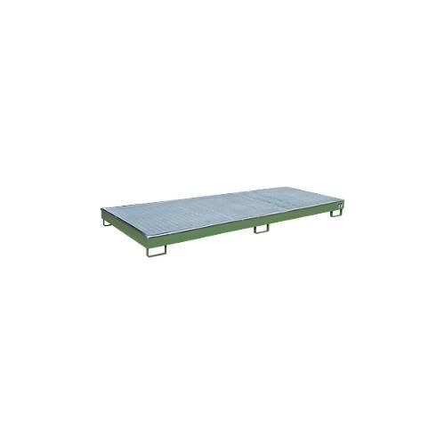 4052462058330 - Regalwanne RW-GR 3300-1 PE mit Gitterrost und PE-Einsatz B 3262 x T 1312 x H 195 mm bis 240 l Stahl lackiert resedagrün 4052462058330 - Regalwanne RW-GR 3300-1 PE mit Gitterrost und PE-Einsatz B 3262 x T 1312 x H 195 mm bis 240 l Stahl lackiert resedagrün